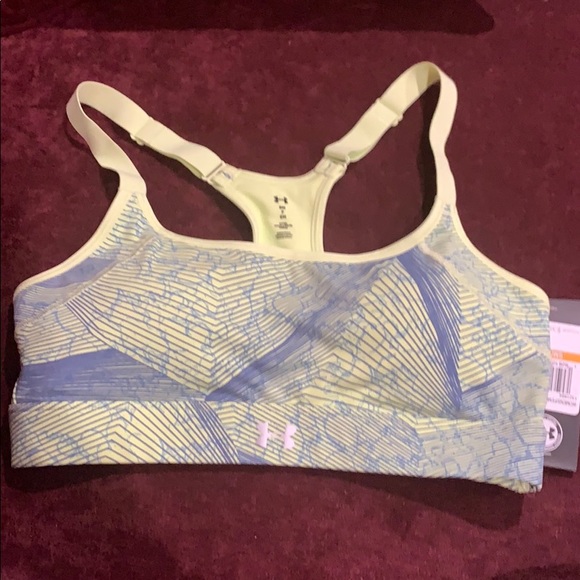 Under Armour Green Reflect Mid Printed Sports Bra - Picture 1 of 2